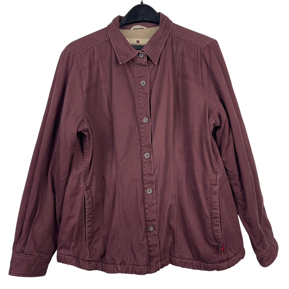 Woolrich Shacket Fleece Lined Flannel Womens L Shirt-Jacket Cabernet Red 2304